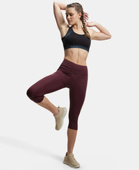 Microfiber Elastane Slim Fit Capri with Back Waistband Pocket - Wine Tasting-6