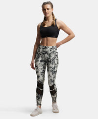 Microfiber Elastane Performance Leggings with Breathable Mesh - Black Printed-4