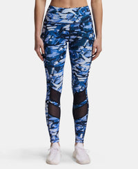 Microfiber Elastane Performance Leggings with Breathable Mesh - Sky Captain Printed-1