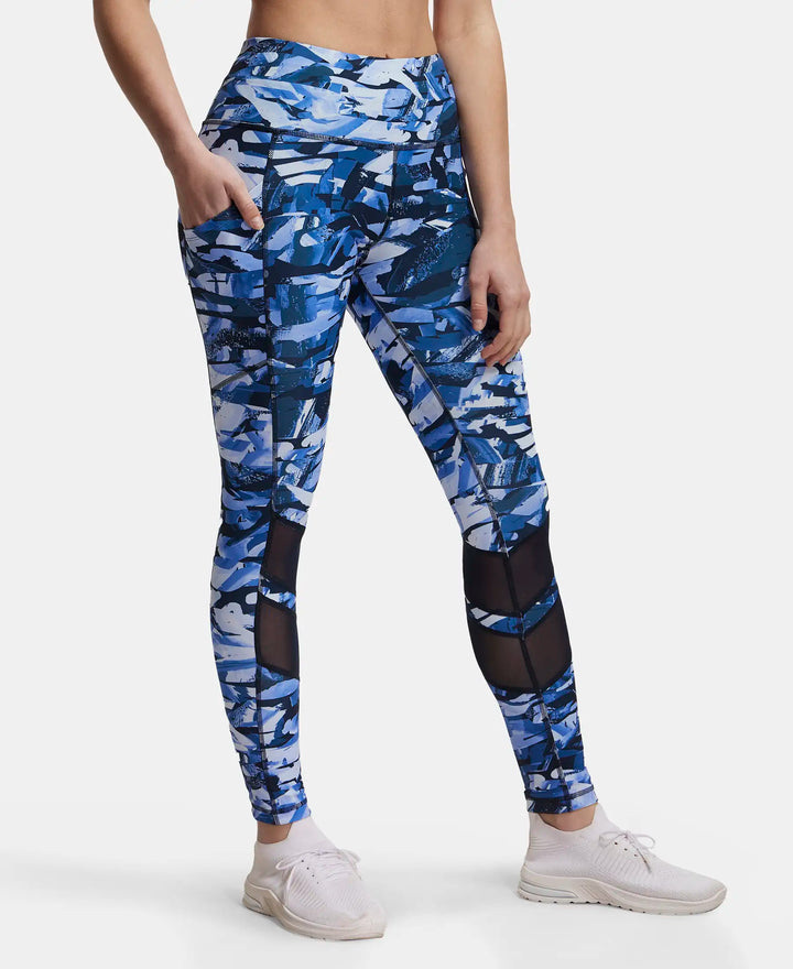 Microfiber Elastane Performance Leggings with Breathable Mesh - Sky Captain Printed-2