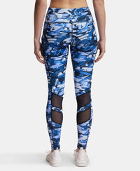 Microfiber Elastane Performance Leggings with Breathable Mesh - Sky Captain Printed-3