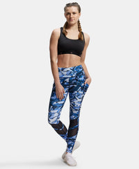 Microfiber Elastane Performance Leggings with Breathable Mesh - Sky Captain Printed-4