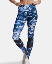 Microfiber Elastane Performance Leggings with Breathable Mesh - Sky Captain Printed-5