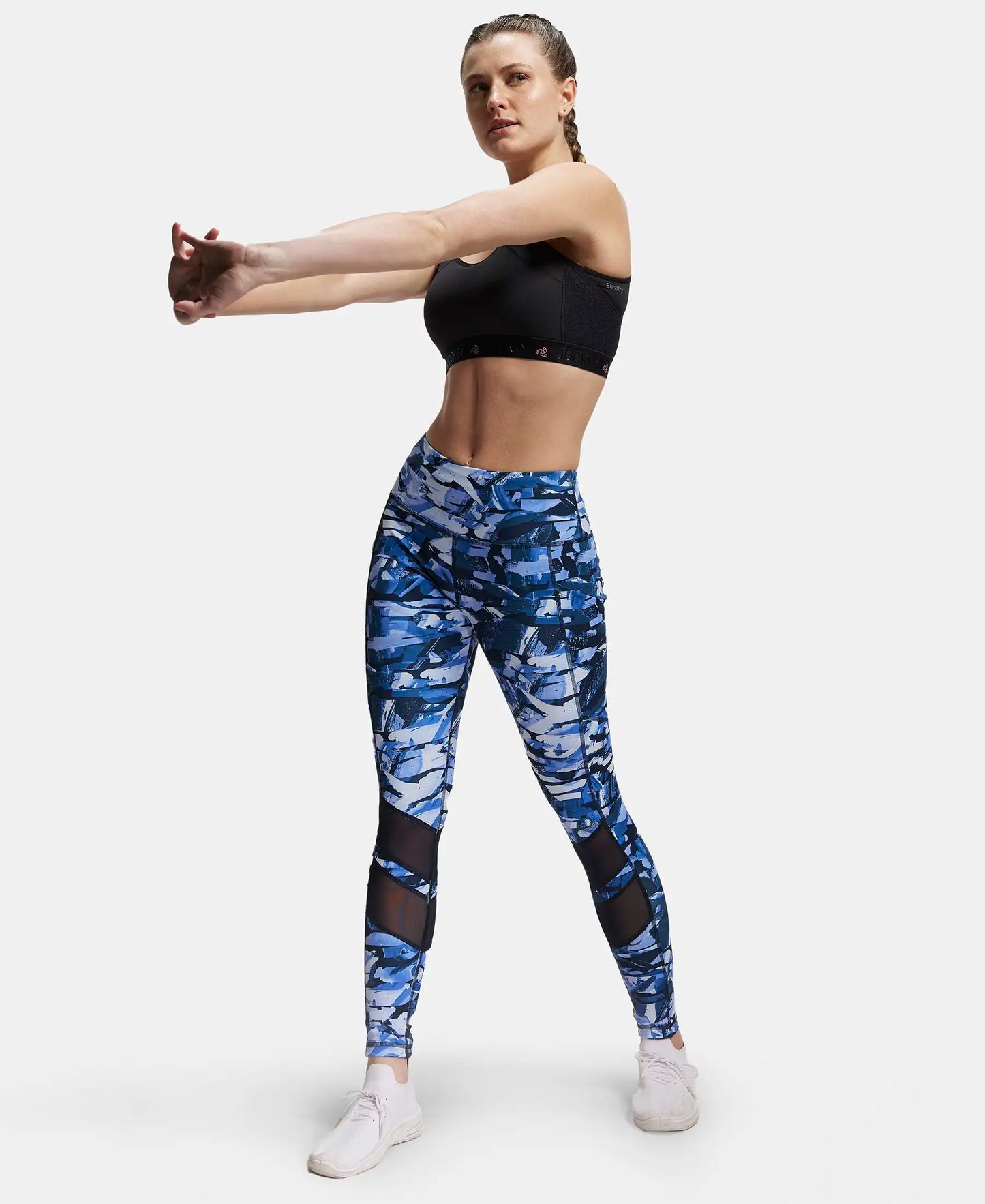 Microfiber Elastane Performance Leggings with Breathable Mesh - Sky Captain Printed-6