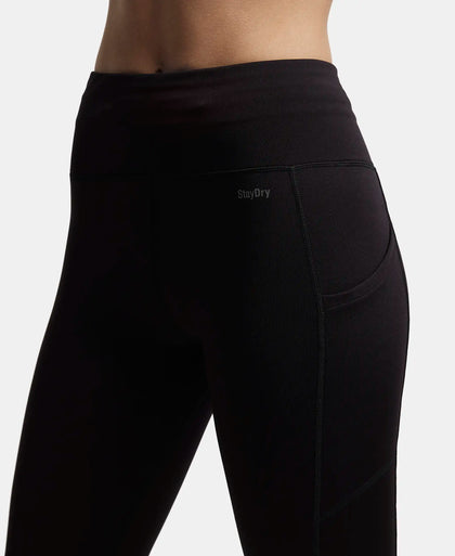 Microfiber Elastane Performance Leggings with Breathable Mesh - Black-7