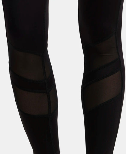 Microfiber Elastane Performance Leggings with Breathable Mesh - Black-8