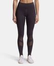 Microfiber Elastane Performance Leggings with Breathable Mesh - Forged Iron-1