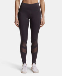 Microfiber Elastane Performance Leggings with Breathable Mesh - Forged Iron-1