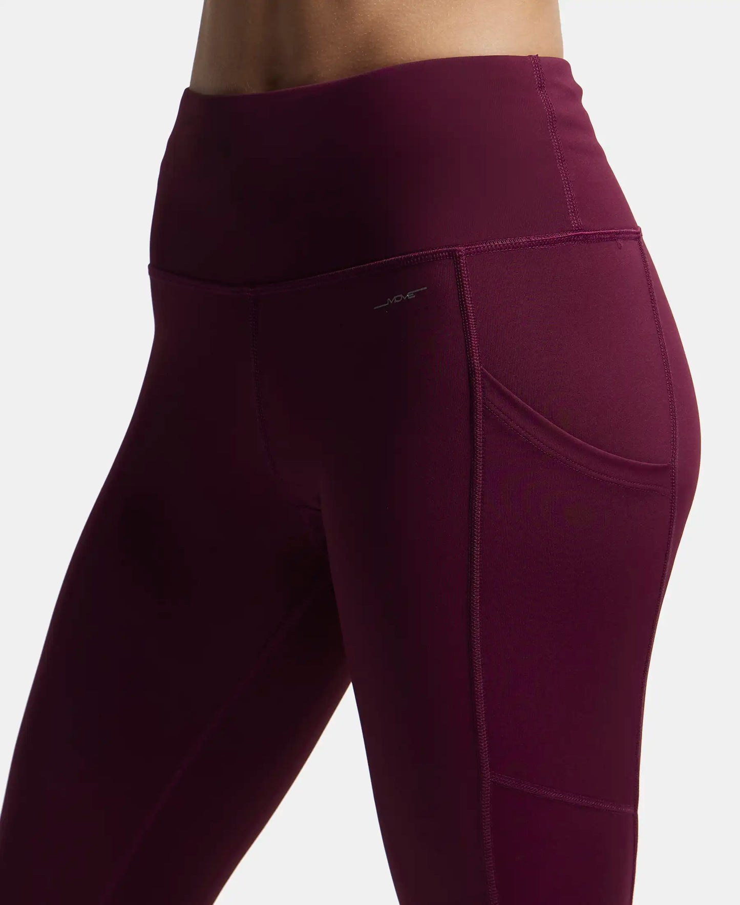 Microfiber Elastane Performance Leggings with Breathable Mesh - Grape Wine-7