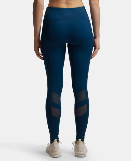 Microfiber Elastane Performance Leggings with Breathable Mesh - Poseidon-3