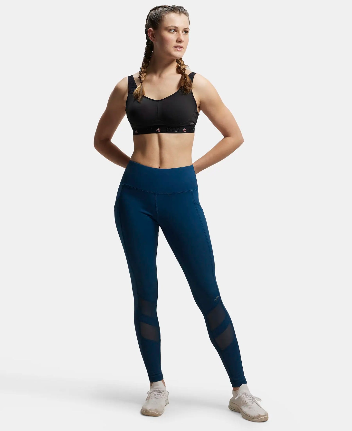 Microfiber Elastane Performance Leggings with Breathable Mesh - Poseidon-4