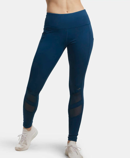 Microfiber Elastane Performance Leggings with Breathable Mesh - Poseidon-5