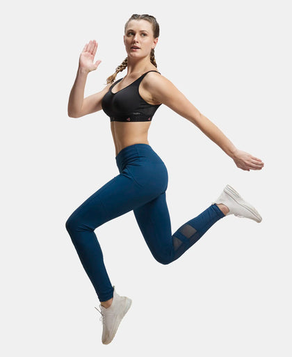 Microfiber Elastane Performance Leggings with Breathable Mesh - Poseidon-6