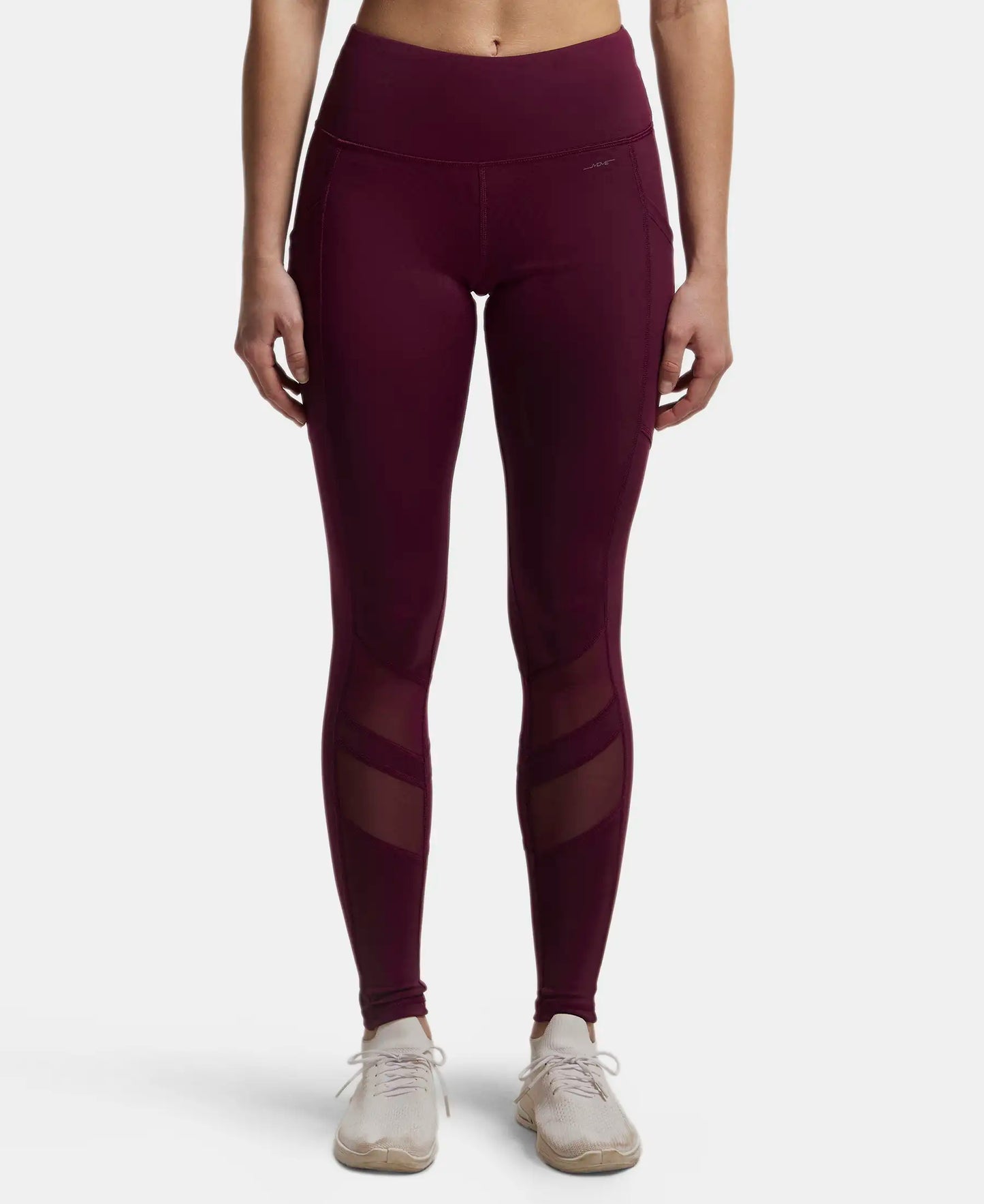 Microfiber Elastane Performance Leggings with Breathable Mesh - Wine Tasting-1