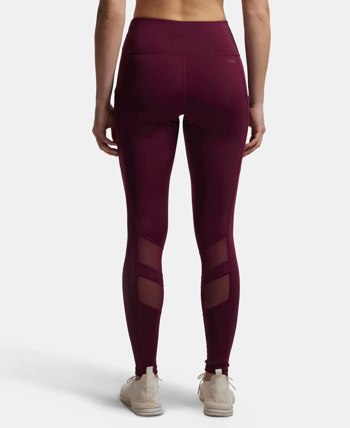 Microfiber Elastane Performance Leggings with Breathable Mesh - Wine Tasting-3