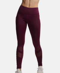 Microfiber Elastane Performance Leggings with Breathable Mesh - Wine Tasting-5