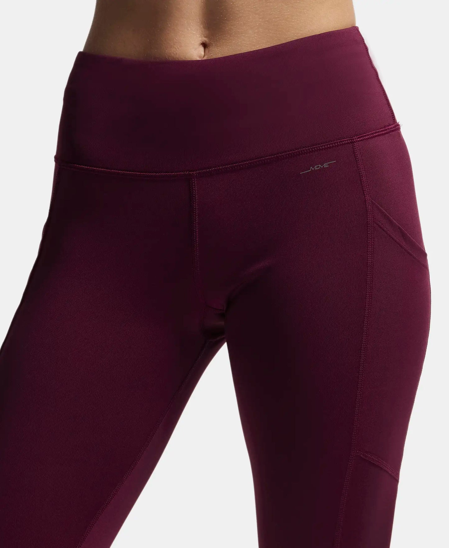 Microfiber Elastane Performance Leggings with Breathable Mesh - Wine Tasting-7