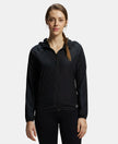 Microfiber Fabric Relaxed Fit Raglan Styled Water Resistant Hoodie Jacket - Black-1