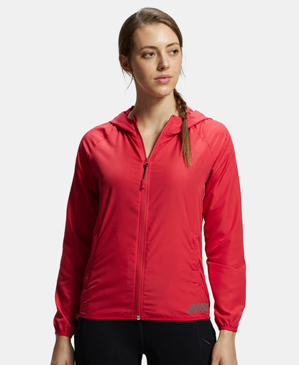 Microfiber Fabric Relaxed Fit Raglan Styled Water Resistant Hoodie Jacket - Virtual Pink-1