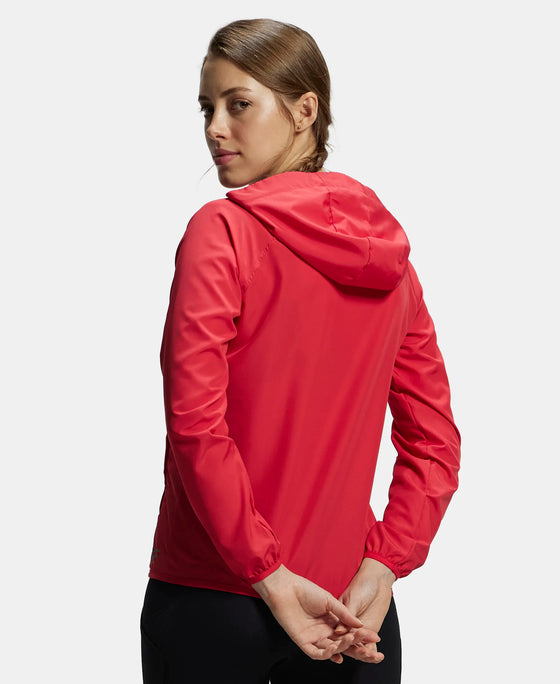 Microfiber Fabric Relaxed Fit Raglan Styled Water Resistant Hoodie Jacket - Virtual Pink-3