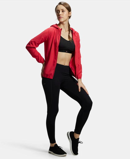 Microfiber Fabric Relaxed Fit Raglan Styled Water Resistant Hoodie Jacket - Virtual Pink-4