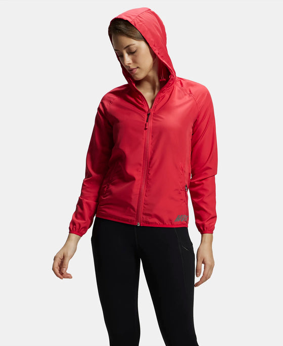 Microfiber Fabric Relaxed Fit Raglan Styled Water Resistant Hoodie Jacket - Virtual Pink-6