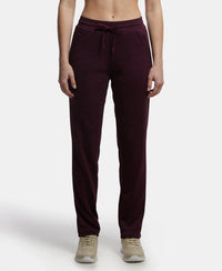 Microfiber Fabric Straight Fit Trackpants with Side Zipper Pockets - Grape Wine-1