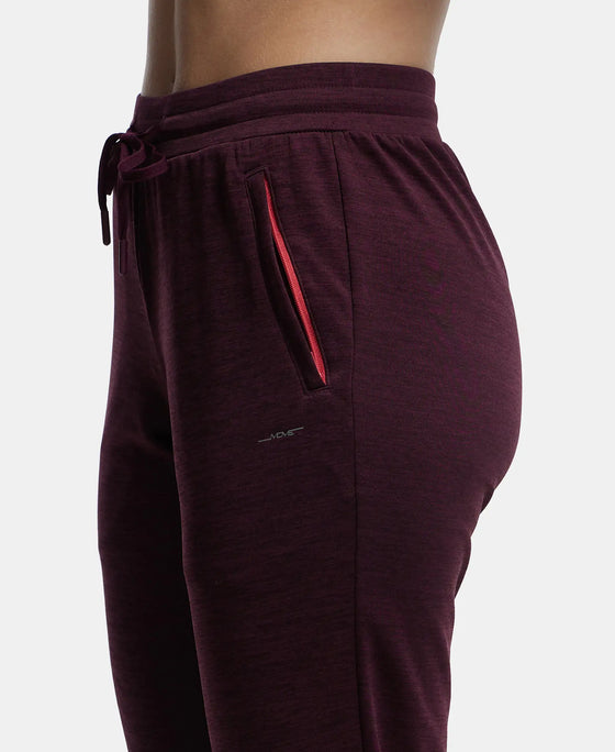 Microfiber Fabric Straight Fit Trackpants with Side Zipper Pockets - Grape Wine-7