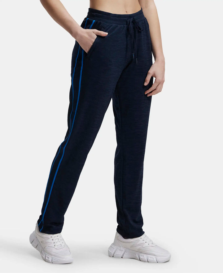 Microfiber Fabric Straight Fit Trackpants with Side Zipper Pockets - Sky Captain-2