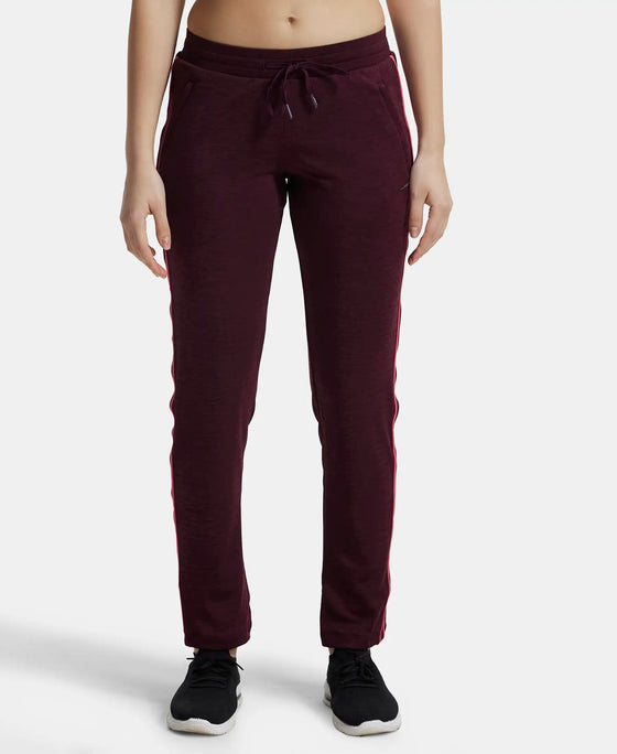 Microfiber Fabric Straight Fit Trackpants with Side Zipper Pockets - Wine Tasting-1