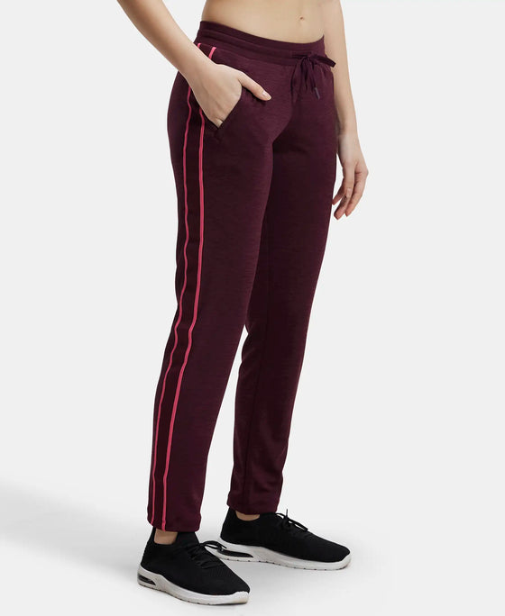 Microfiber Fabric Straight Fit Trackpants with Side Zipper Pockets - Wine Tasting-2