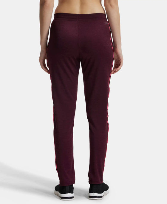 Microfiber Fabric Straight Fit Trackpants with Side Zipper Pockets - Wine Tasting-3