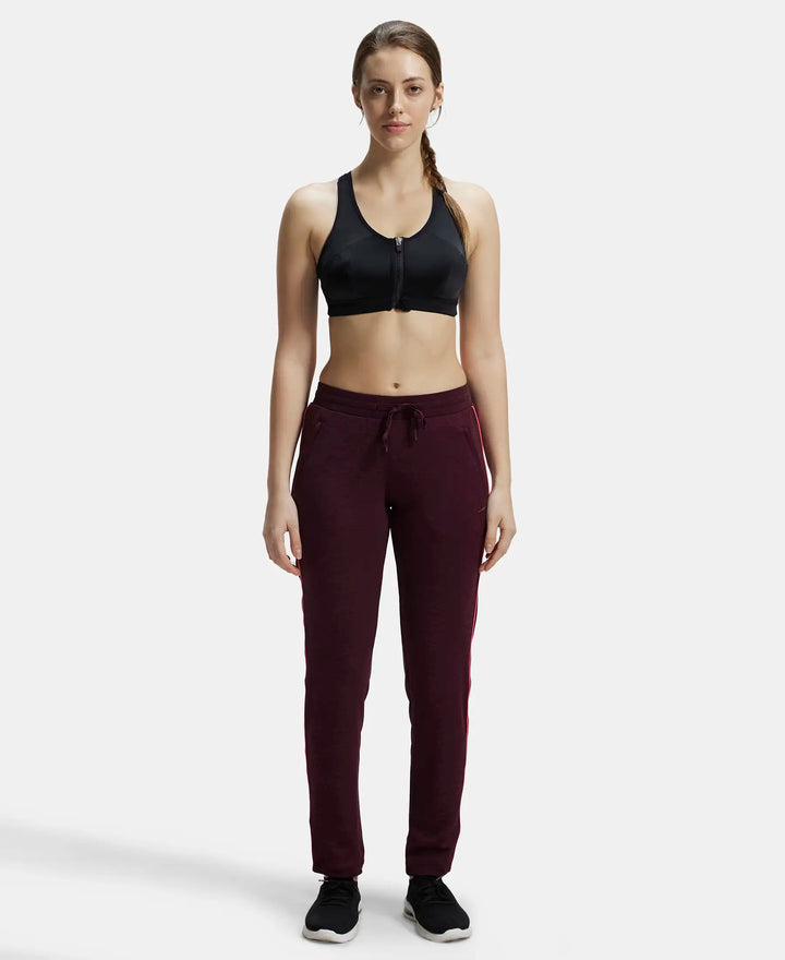 Microfiber Fabric Straight Fit Trackpants with Side Zipper Pockets - Wine Tasting-4