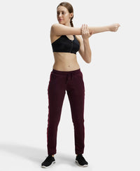 Microfiber Fabric Straight Fit Trackpants with Side Zipper Pockets - Wine Tasting-6