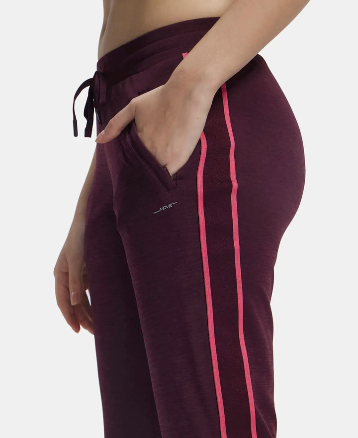 Microfiber Fabric Straight Fit Trackpants with Side Zipper Pockets - Wine Tasting-7