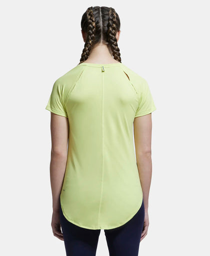 Microfiber Fabric Relaxed Fit Solid Curved Hem Styled Half Sleeve T-Shirt - Daiquiri Green-3