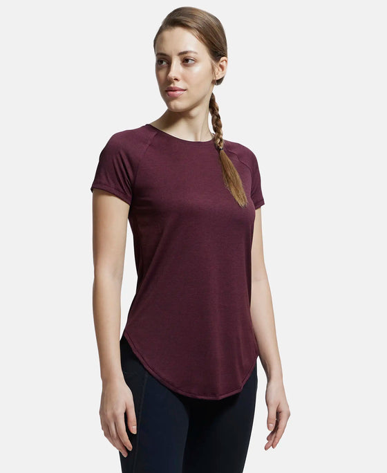 Microfiber Fabric Relaxed Fit Solid Curved Hem Styled Half Sleeve T-Shirt - Wine Tasting-2