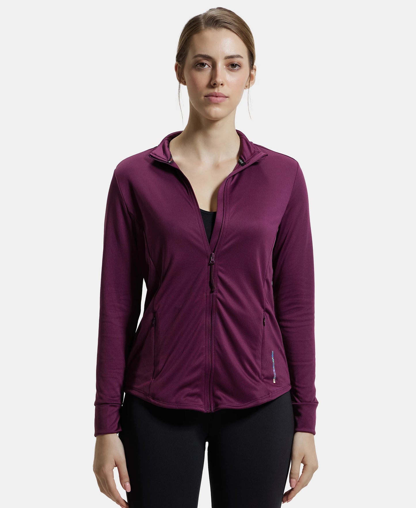 Microfiber Relaxed fit Jacket with Curved Back Hem and StayDry Treatment - Grape Wine-1