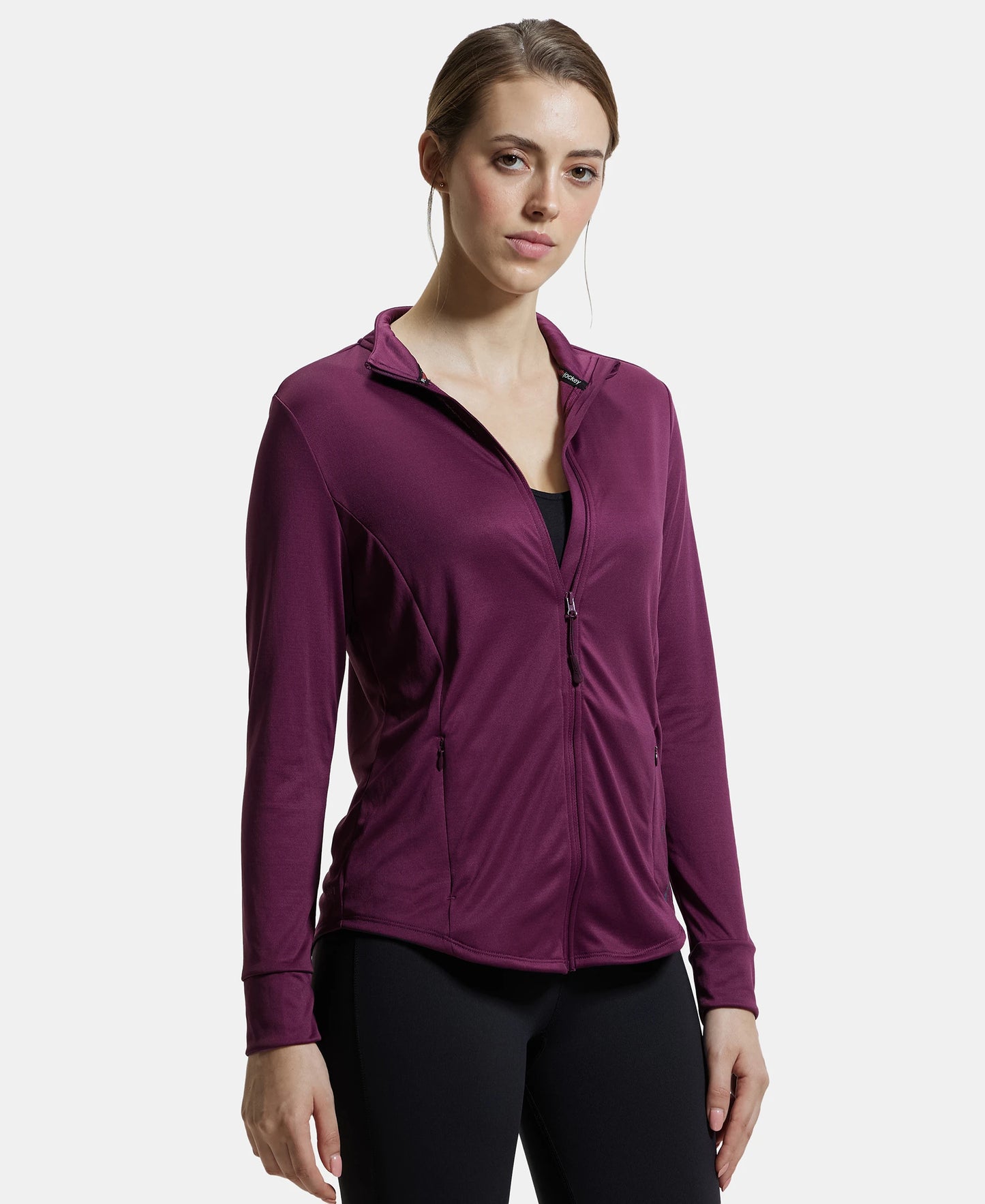 Microfiber Relaxed fit Jacket with Curved Back Hem and StayDry Treatment - Grape Wine-2