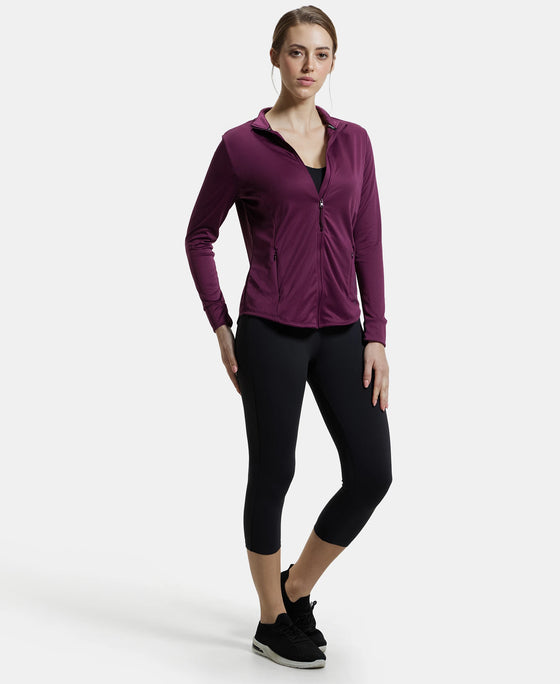Microfiber Relaxed fit Jacket with Curved Back Hem and StayDry Treatment - Grape Wine-6