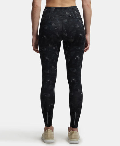 Microfiber Elastane Performance 7/8th Leggings with Broadwaistband & Back Pocket - Black print-3