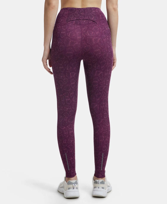 Microfiber Elastane Performance 7/8th Leggings with Broadwaistband & Back Pocket - Grapewine Print-3