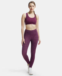 Microfiber Elastane Performance 7/8th Leggings with Broadwaistband & Back Pocket - Grapewine Print-4