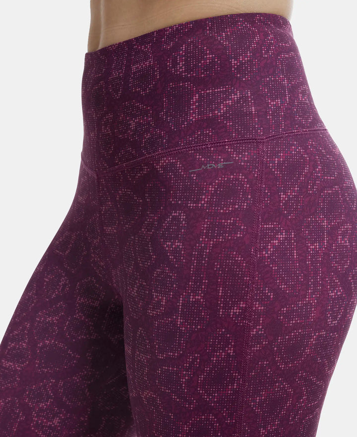 Microfiber Elastane Performance 7/8th Leggings with Broadwaistband & Back Pocket - Grapewine Print-7