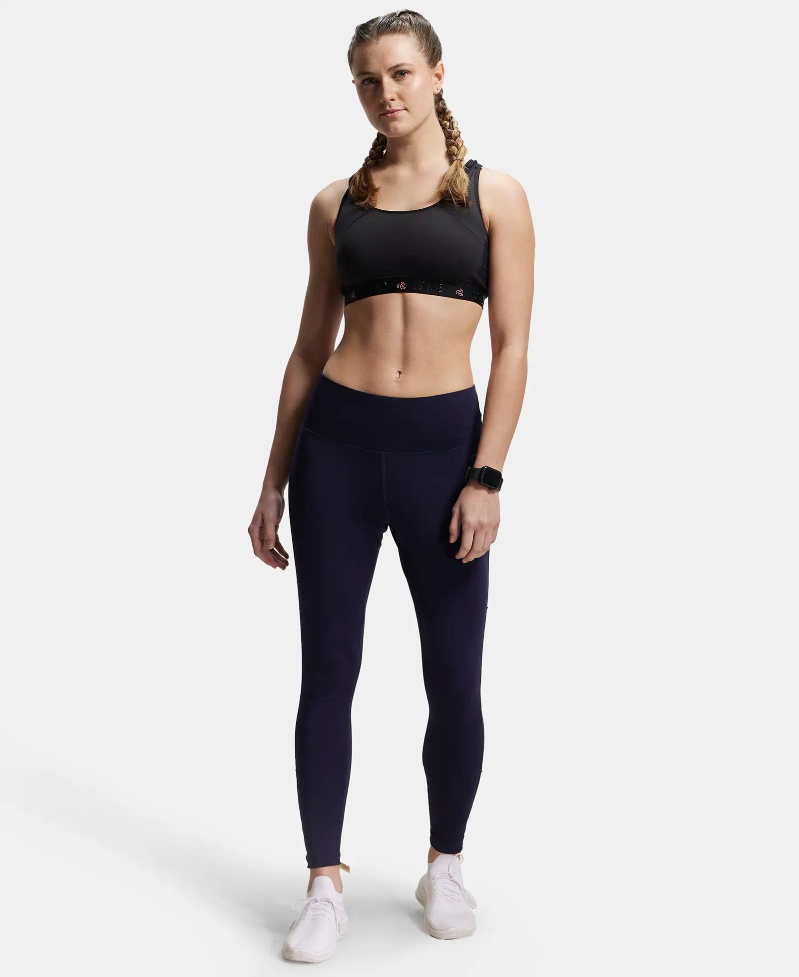 Microfiber Elastane Performance 7/8th Leggings with Broadwaistband & Back Pocket - Peacoat-4