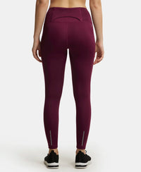 Microfiber Elastane Performance 7/8th Leggings with Broadwaistband & Back Pocket - Wine Tasting-3