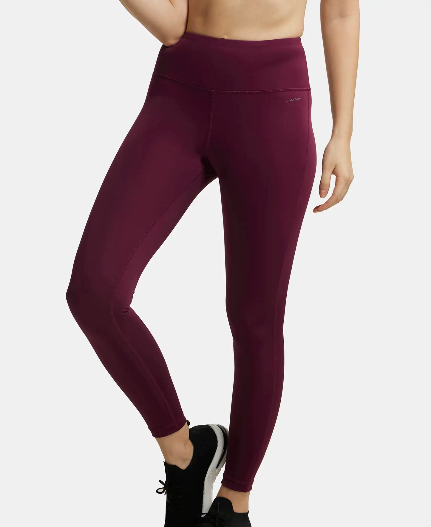 Microfiber Elastane Performance 7/8th Leggings with Broadwaistband & Back Pocket - Wine Tasting-5