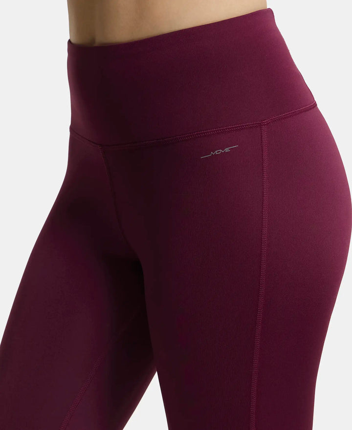 Microfiber Elastane Performance 7/8th Leggings with Broadwaistband & Back Pocket - Wine Tasting-7