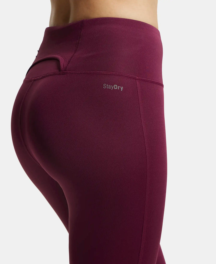 Microfiber Elastane Performance 7/8th Leggings with Broadwaistband & Back Pocket - Wine Tasting-8