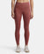 Microfiber Elastane Performance 7/8th Leggings with Broadwaistband & Back Pocket - Withered Rose-1